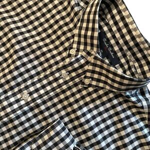 Brooks Brothers Fleece Men's Gingham Check Button Down Non-Iron Shirt Black‎  XL